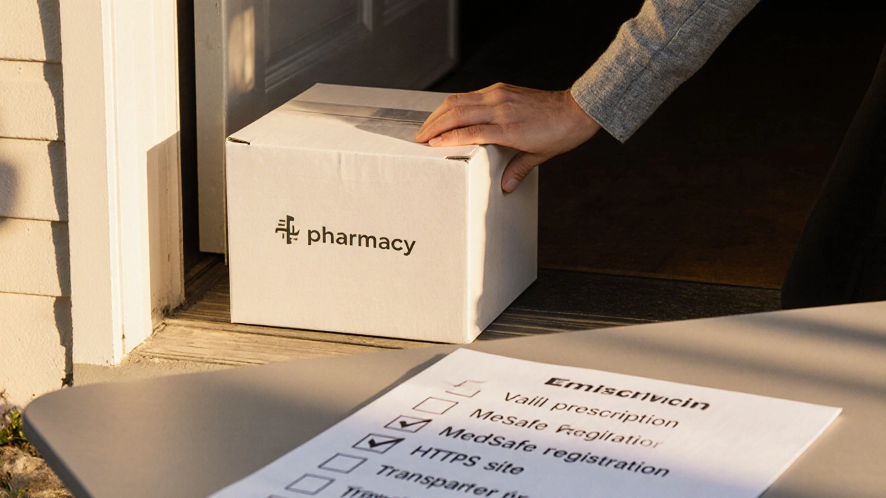Discreet medication package on a NZ doorstep with a completed safety checklist.
