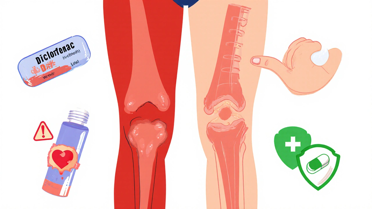 Split-body illustration showing pain relief options reducing inflammation safely