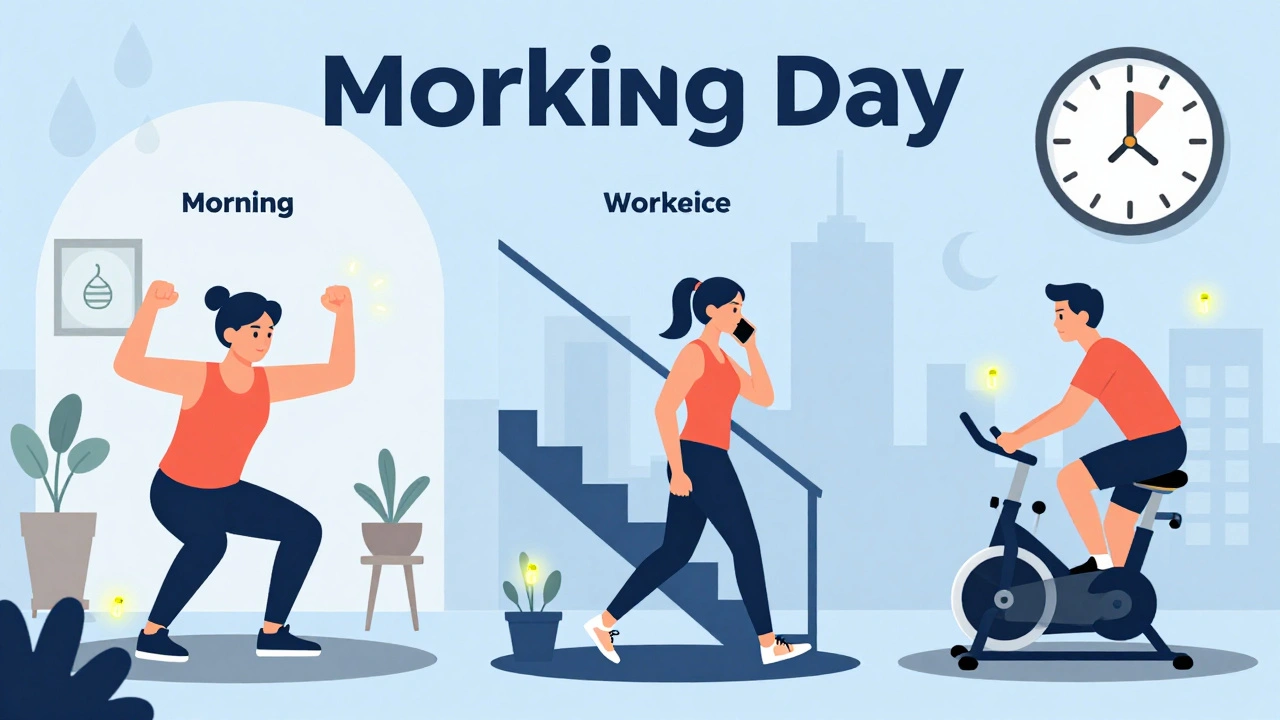 Hybrid workout day showing strength, walking, and cardio in fragmented time blocks with EPOC fireflies.