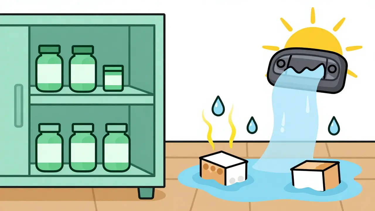 Medicine storage comparison between safe and flood zones