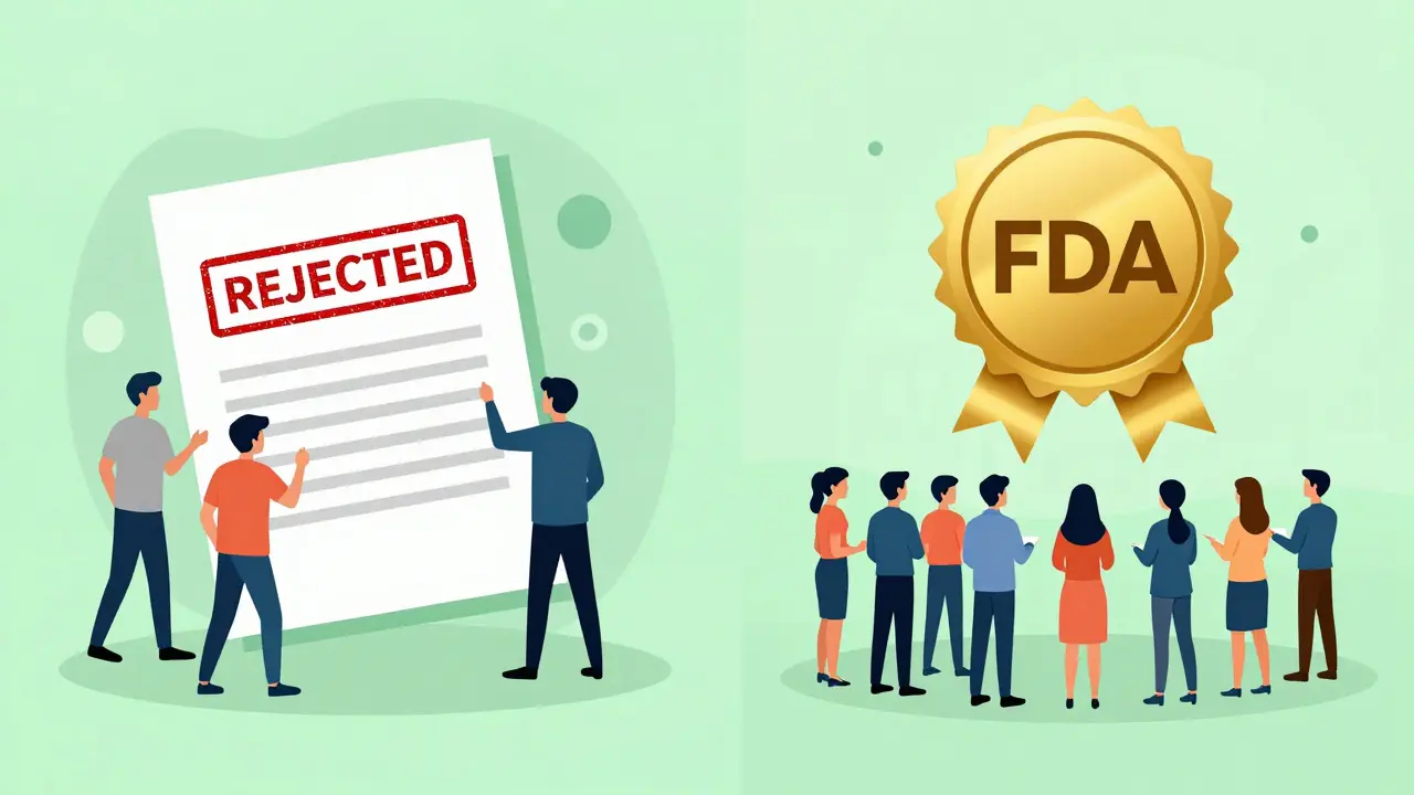 Flat illustration comparing a failed large-scale study with a successful small-scale replicate study.
