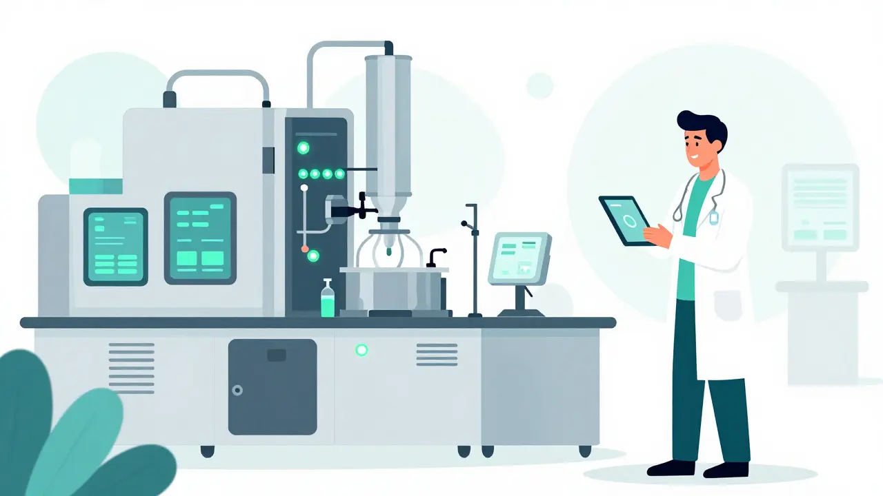 High-tech advanced manufacturing line ensuring drug quality and safety