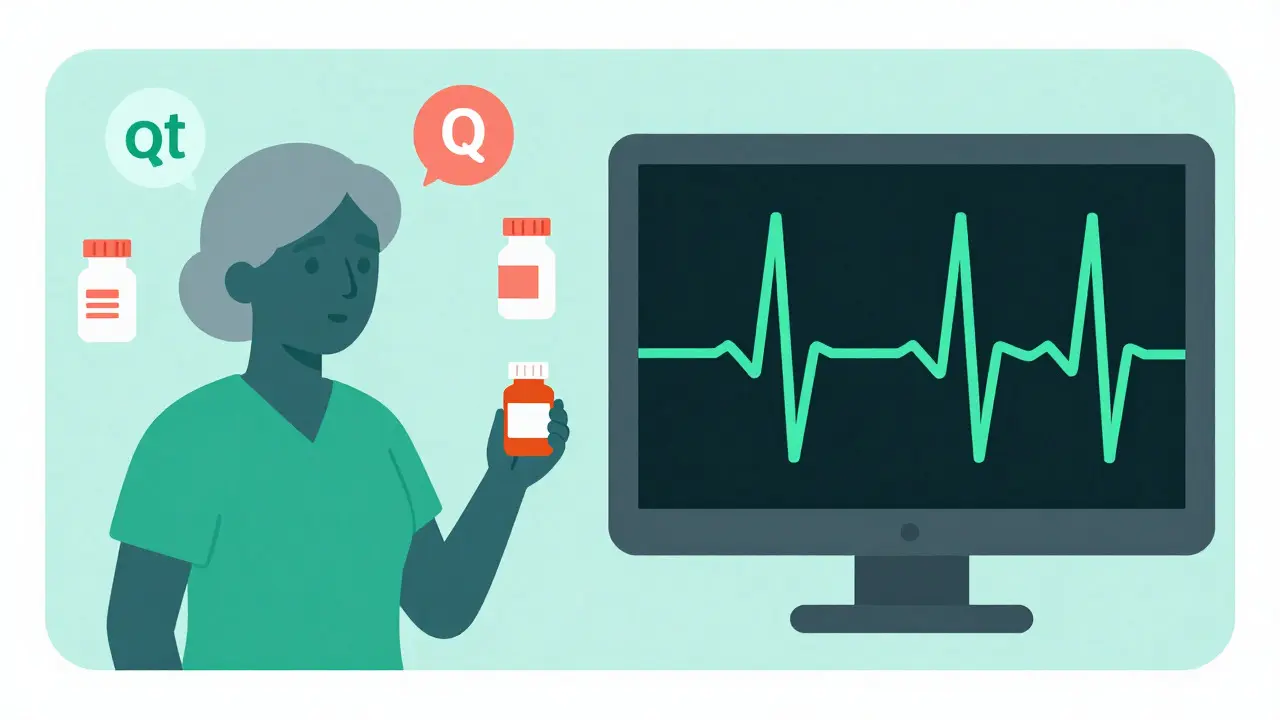 Risk factors for heart issues: elderly patient and ECG monitor