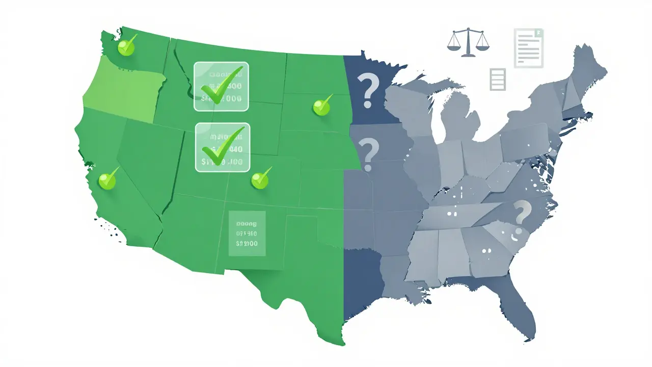 US map showing states with strong vs weak drug transparency laws